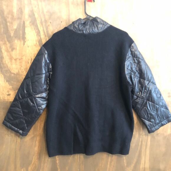 Elliott Lauren Womens Jacket Black Quilted Mock Neck Nylon Buttons Silk Blend XL - Picture 11 of 13